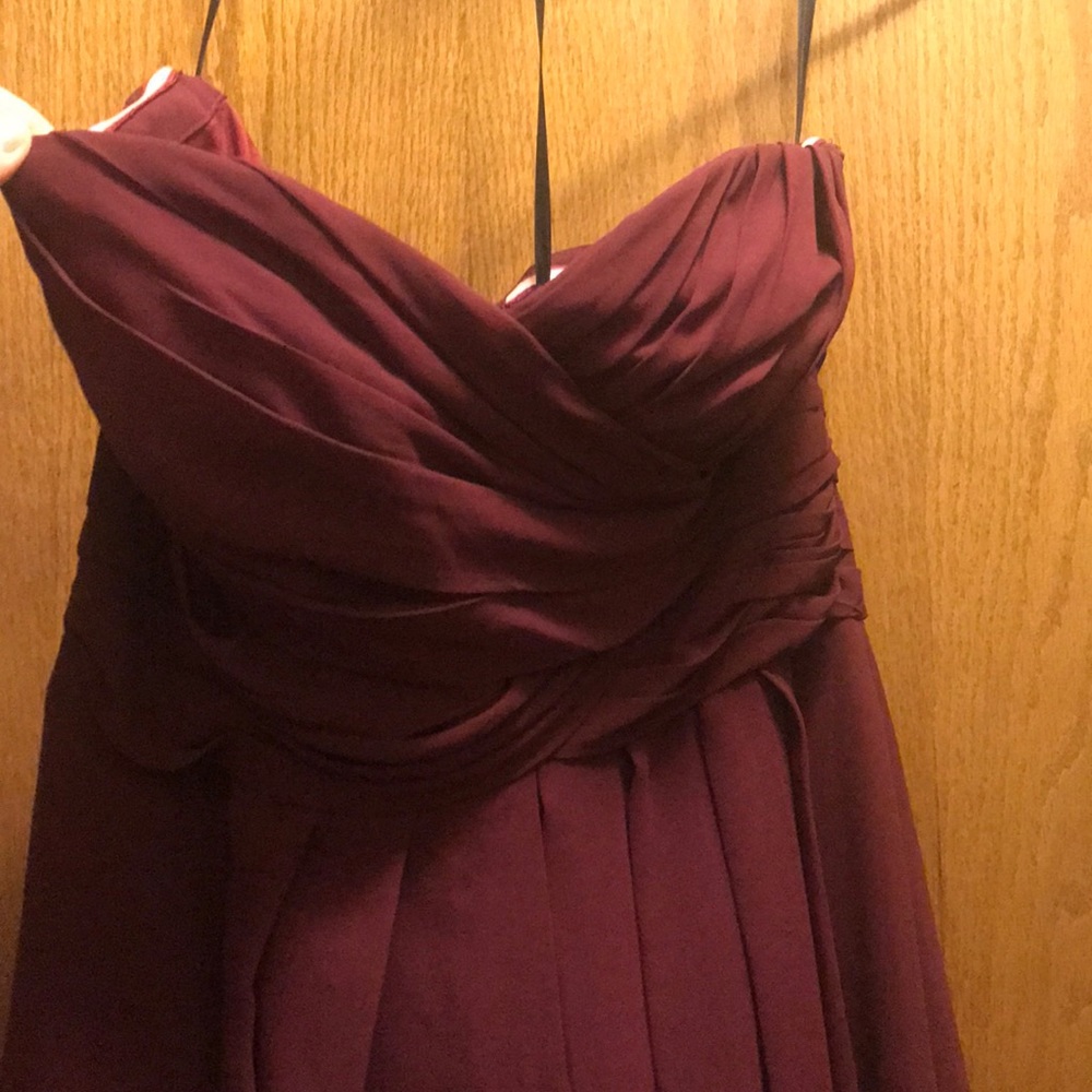 Burgundy Strapless Bridesmaid Dress